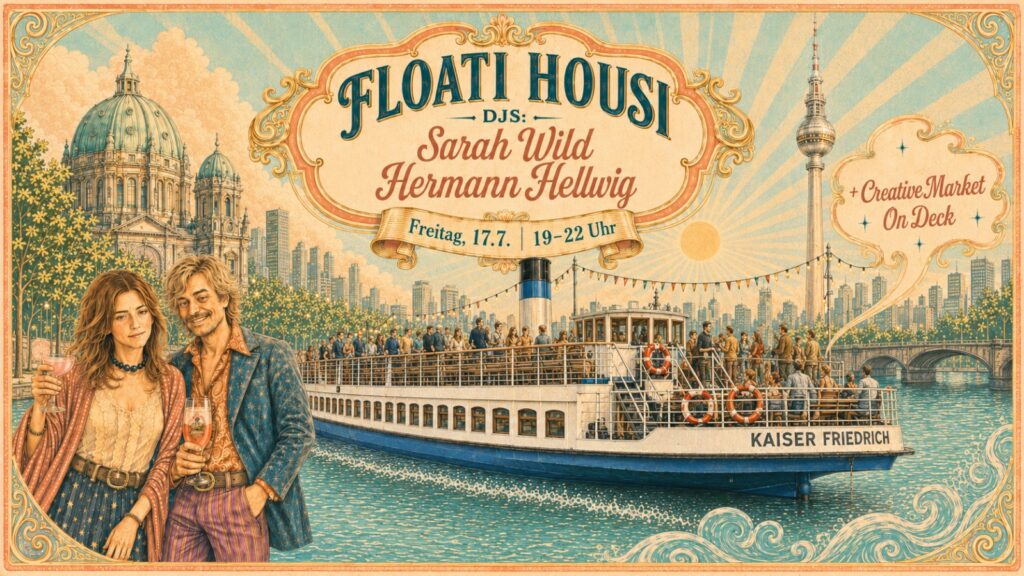 Titelbild der Veranstaltung mit Schiff und DJs im Vordergrund